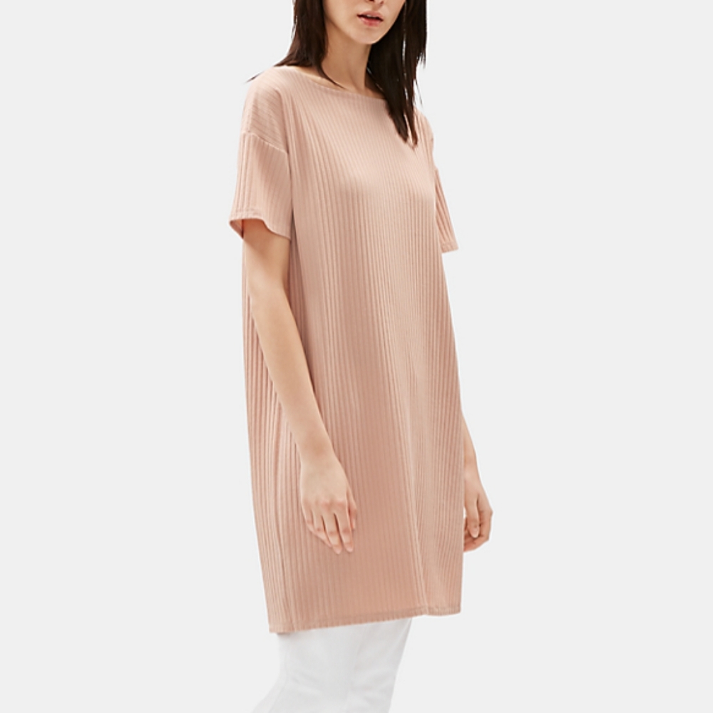EILEEN FISHER tencel Stretch Rib NWT $198 retail dune bateau dress
